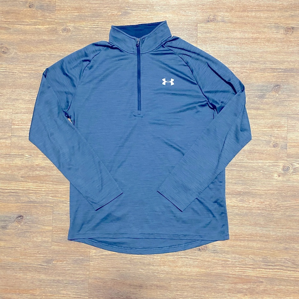 UNDER ARMOR 1/4 ZIP Men’s Large Blue Long Sleeve Pullover
